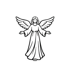 Fototapeta premium Angel Embracing SVG Guardian Angel Line Art – Cut File for Cricut & Silhouette