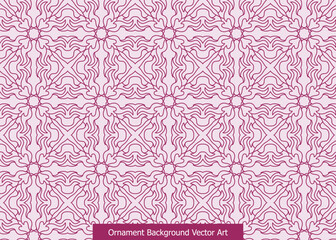 A seamless ornamental pattern featuring intricate flowing lines in shades of purple and pink, creating a decorative abstract background.