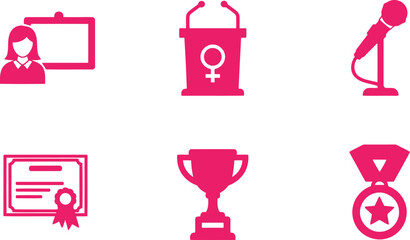 Fototapeta premium Women's day vector icons set empowerment and achievement Vector
