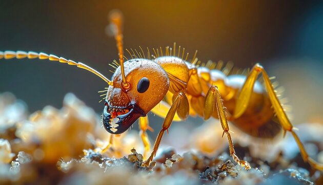 Close-up of an Ant with Open Mandibles.