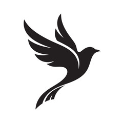 Obraz premium Silhouette of a bird in flight, abstract, elegant design, freedom concept, isolated on white