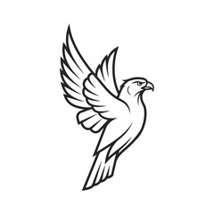 Obraz premium Minimalist Bird of Prey Line Art - Eagle Hawk Falcon Flying Symbol
