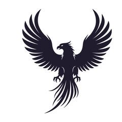 Obraz premium Mythical Phoenix Silhouette with Open Wings, Symbol of Rebirth and Power