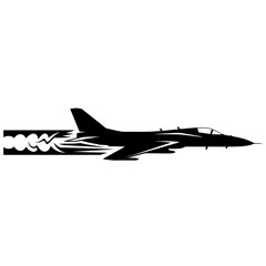 Fighter Jet Silhouette with Tribal Flame Exhaust