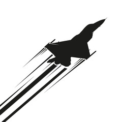 Silhouette of a Fighter Jet Ascending with Speed Trails