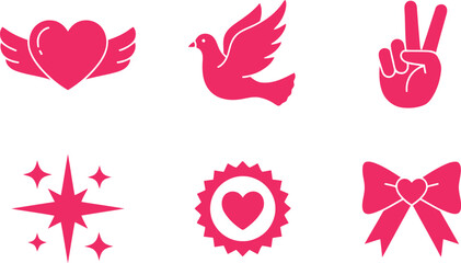 Obraz premium Pink women's day vector icons set Vector