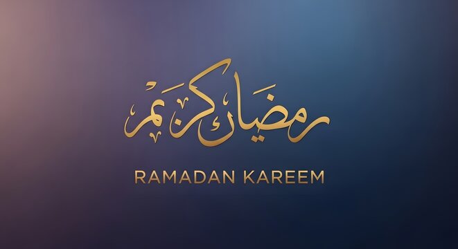 Ramadan kareem greeting with arabic calligraphy on gradient background