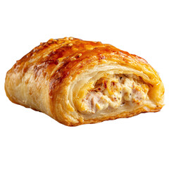 Chicken puff pastry, isolated on transparent background