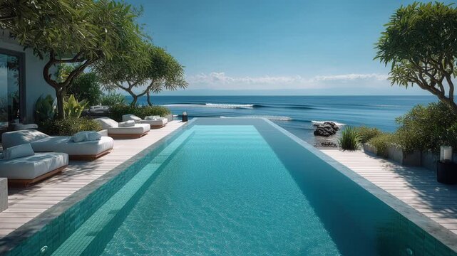 Luxury Oceanfront Infinity Pool at Modern Tropical Seaside Resort