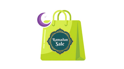 Ramadan Sale shopping bag with crescent moon.
