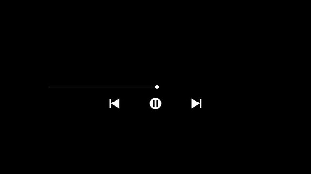 Player interface with play pause and rewind buttons on black background play button pause button media controls