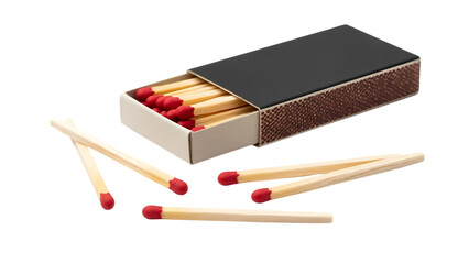 Matchbox with Matches on a Transparent Background