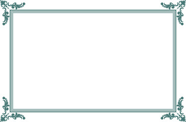 Fototapeta premium Elements of ornate vintage frames. Border teal green, floral motifs. Design print for greeting cards, wedding invitations, restaurant menu, royal certificates. Set 1643 