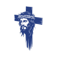 Jesus Christ Crown of Thorns Cross Religious Symbol.