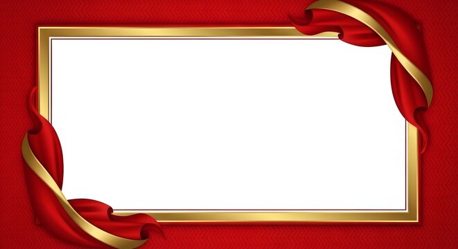 Elegant red and gold award certificate border with white copyspace background