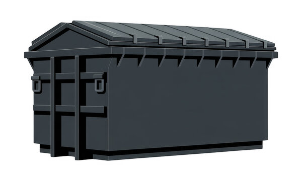 Gray dumpster trash can waste container isolated on a transparent background