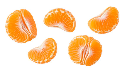 Segments of Fresh Orange Isolated on Black Background