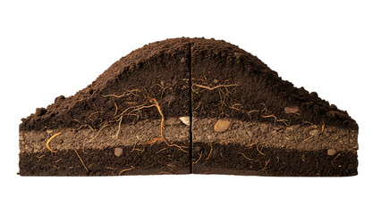 Soil Layers with Roots on Transparent Background