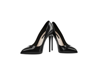 Graceful glossy women's stiletto shoes. 3D render