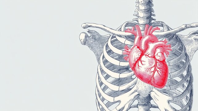 Continuous Learning in Medical Science: Detailed Artistic Rendering of Human Heart Anatomy within Skeletal Framework