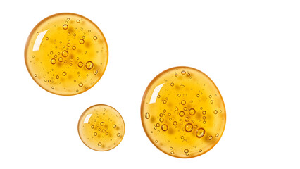 Three Gel Drops with Transparent Background, Golden Hue