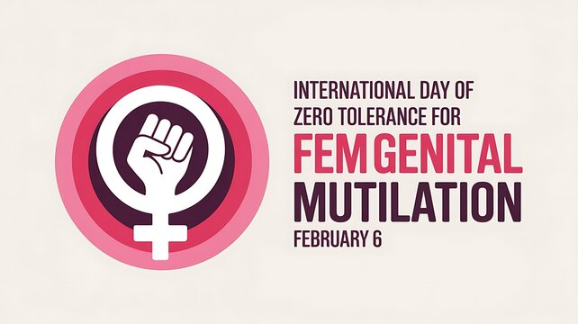 International day of zero tolerance for female genital mutilation symbol fist raised female gender sign February 6 advocacy awareness campaign