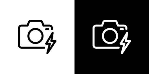 カメラとフラッシュ・充電マークのアイコン（ベクター） © hamo