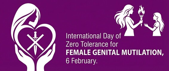 Fototapeta premium International day of zero tolerance for female genital mutilation graphic illustration showing intergenerational support and protection against violence
