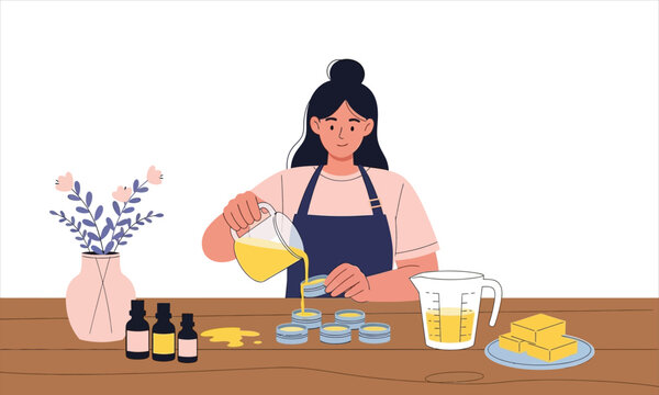 Handmade Candle Making Flat Illustration