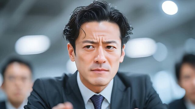 理不尽な要求に対し猛抗議する日本人ビジネスマン