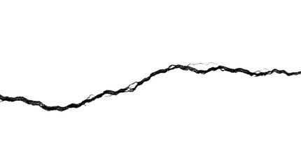 Black crack pattern isolated on a white background, AI, PNG