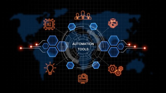 glowing automation tools. button in German on a futuristic, abstract. concept. Work performance is influenced. Abstract neon Hud knowledge ability business gear icon Glowing neon line concept.