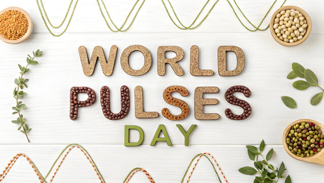 World Pulses Day celebration with assorted pulses and greenery