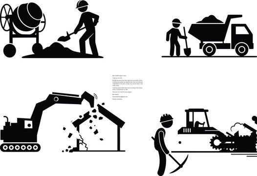 Construction workers and machinery in action