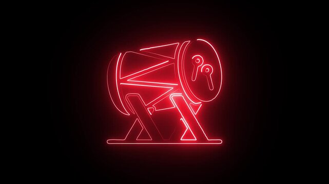 Neon Ramadan Kareem sign glowing red in dark background Islamic celebration festival calligraphy art digital design glowing light