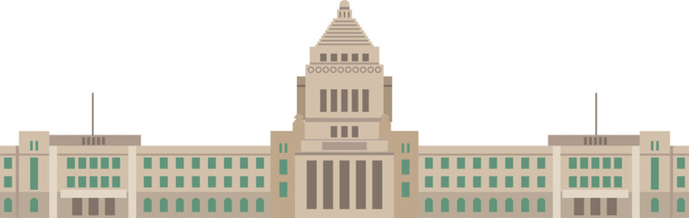 正面から見た国会議事堂のイメージイラスト