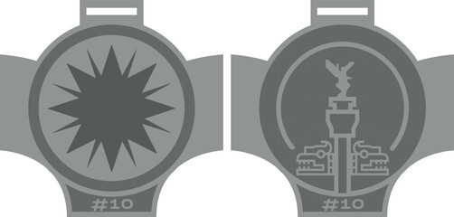 Fototapeta premium Medalla conmemorativa con Ángel de la Independencia y motivos prehispánicos