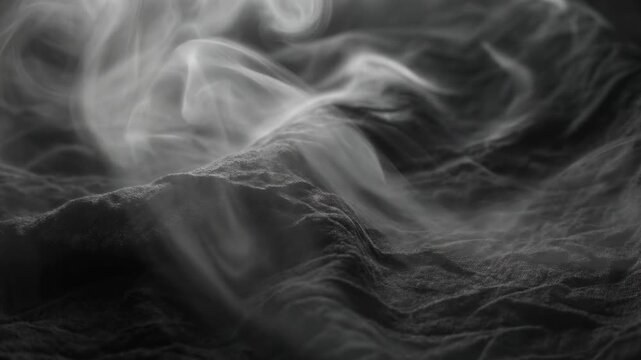 Ethereal Smoke Patterns Over Textured Fabric in Black and White
