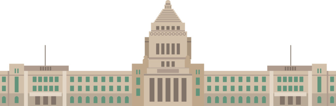 正面から見た国会議事堂のイメージイラスト