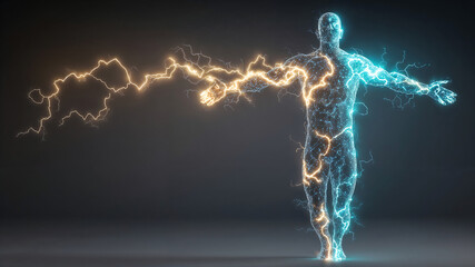 a glowing figure of a man meditating . Generative AI