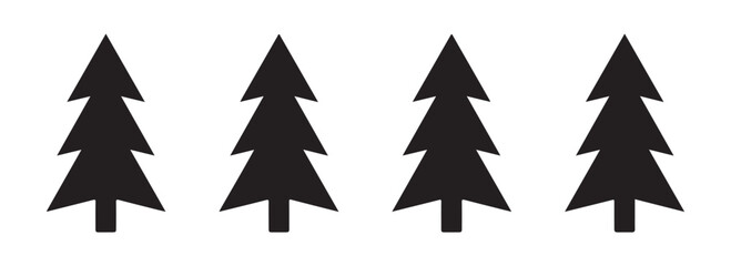 Obraz premium Minimalist black pine tree silhouettes repeating pattern element for winter holiday greeting cards and design