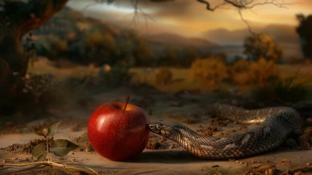 Garden trial: Eve question, Adam follow, snake twist, fruit fate, Eden fade, shame begin, command break, myth stir, exile march, divine fire, truth reveal, sacred fall