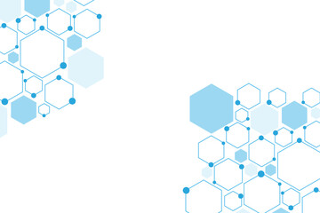Science network pattern blue Hexagonal abstract background. Big Data Visualization structure elements . Health care and science medical pattern innovation. Template design with concept Dots and lines.