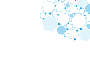 Science network pattern blue Hexagonal abstract background. Big Data Visualization structure elements . Health care and science medical pattern innovation. Template design with concept Dots and lines.