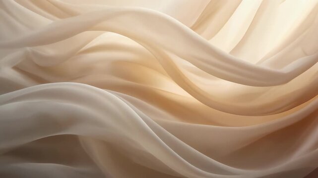 Elegant flowing fabric drapes in soft beige tones for stylish backgrounds and designs