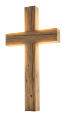 Illuminated wooden cross display religious digital isolated on transparent background