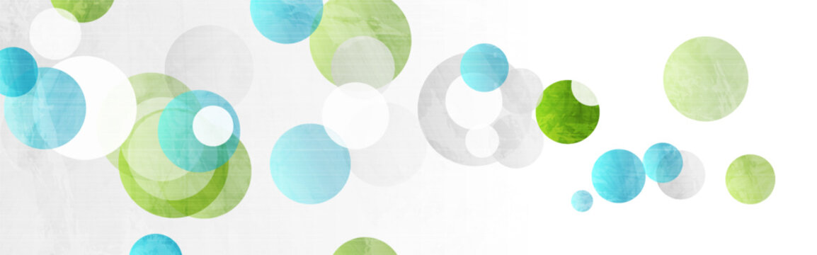 Bright green and blue circles abstract geometric grunge background. Retro concept vector banner design