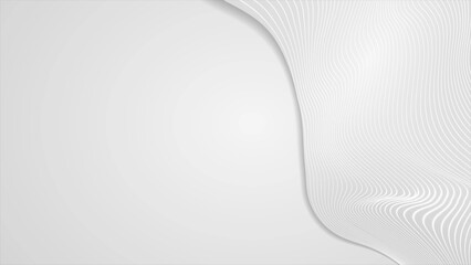 Abstract white grey curved linear waves minimal elegant background