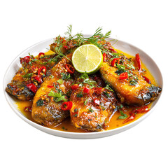 Grilled fish masala, isolated on transparent background