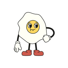 Obraz premium Retro Fried Egg Cartoon Character